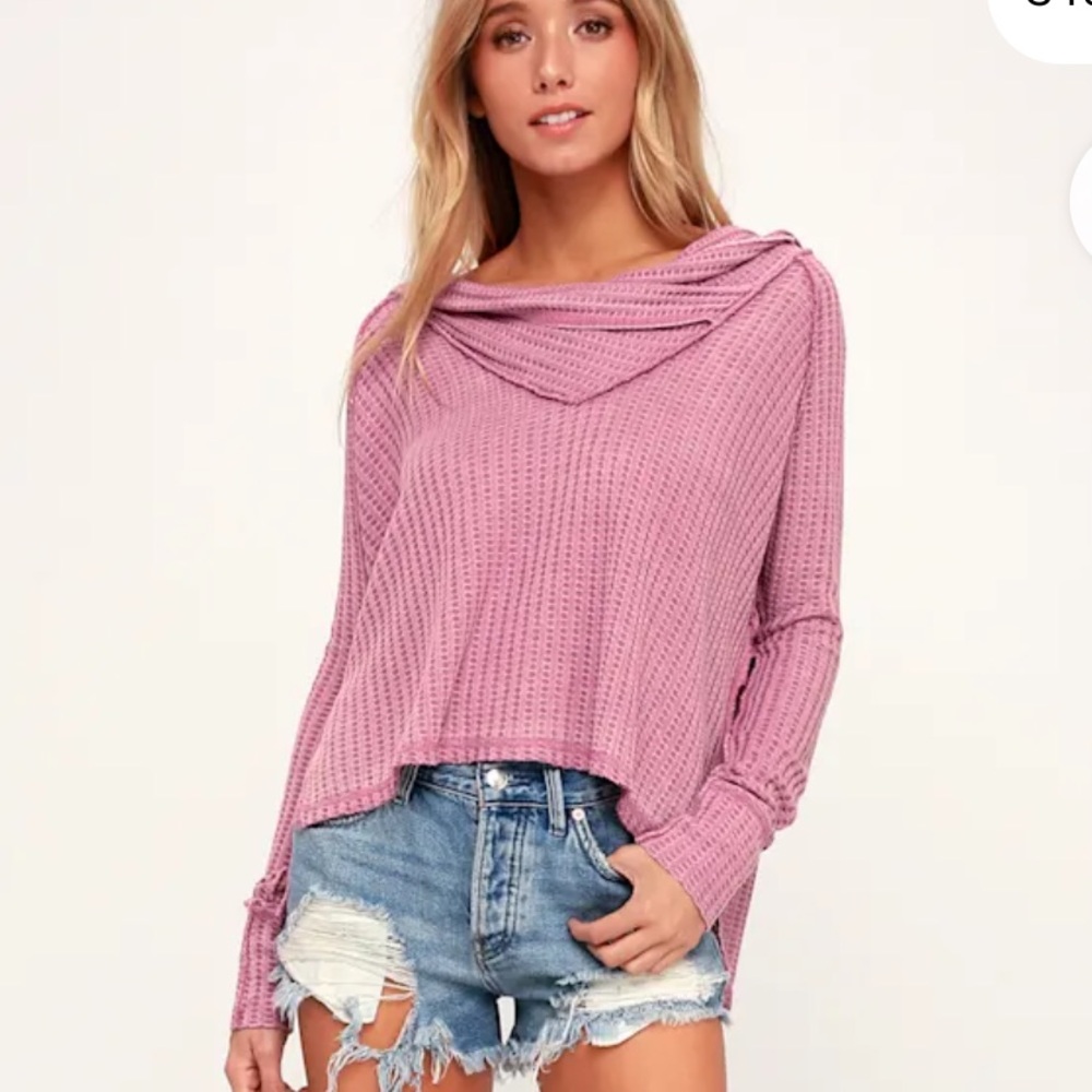We The Free Wildcat Washed Mauve Thermal Long Sleeve